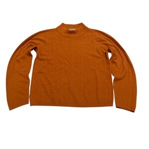 Vintage Allison Daley Petite PS/P Burnt Orange Mock Neck Cable Knit Sweater